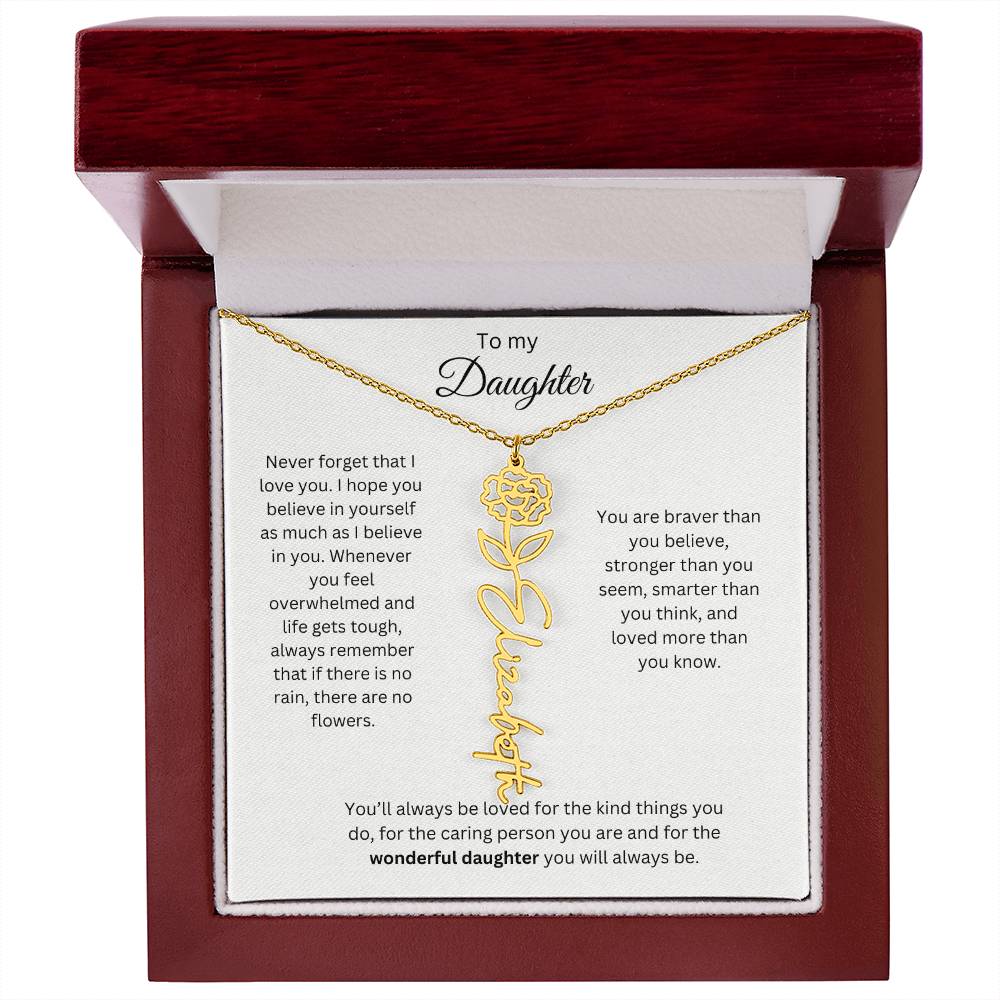 To My Daughter - Wonderful Daughter - Flower Name Necklace