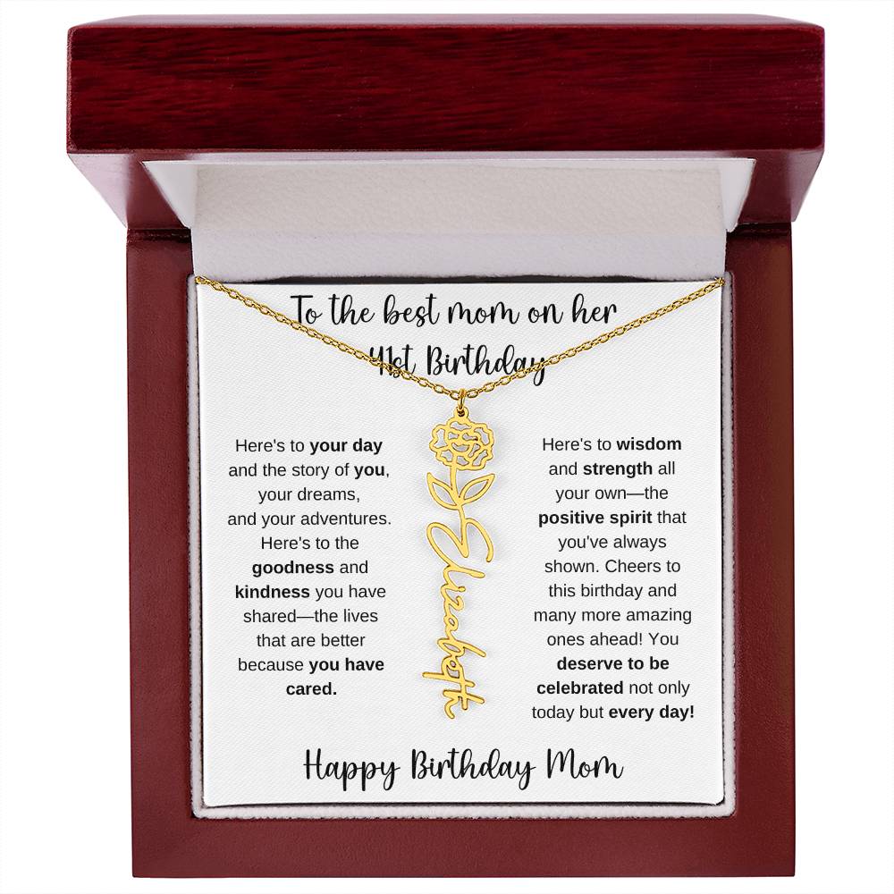 To The Best Mom - Happy 41st Birthday | Flower Name Necklace