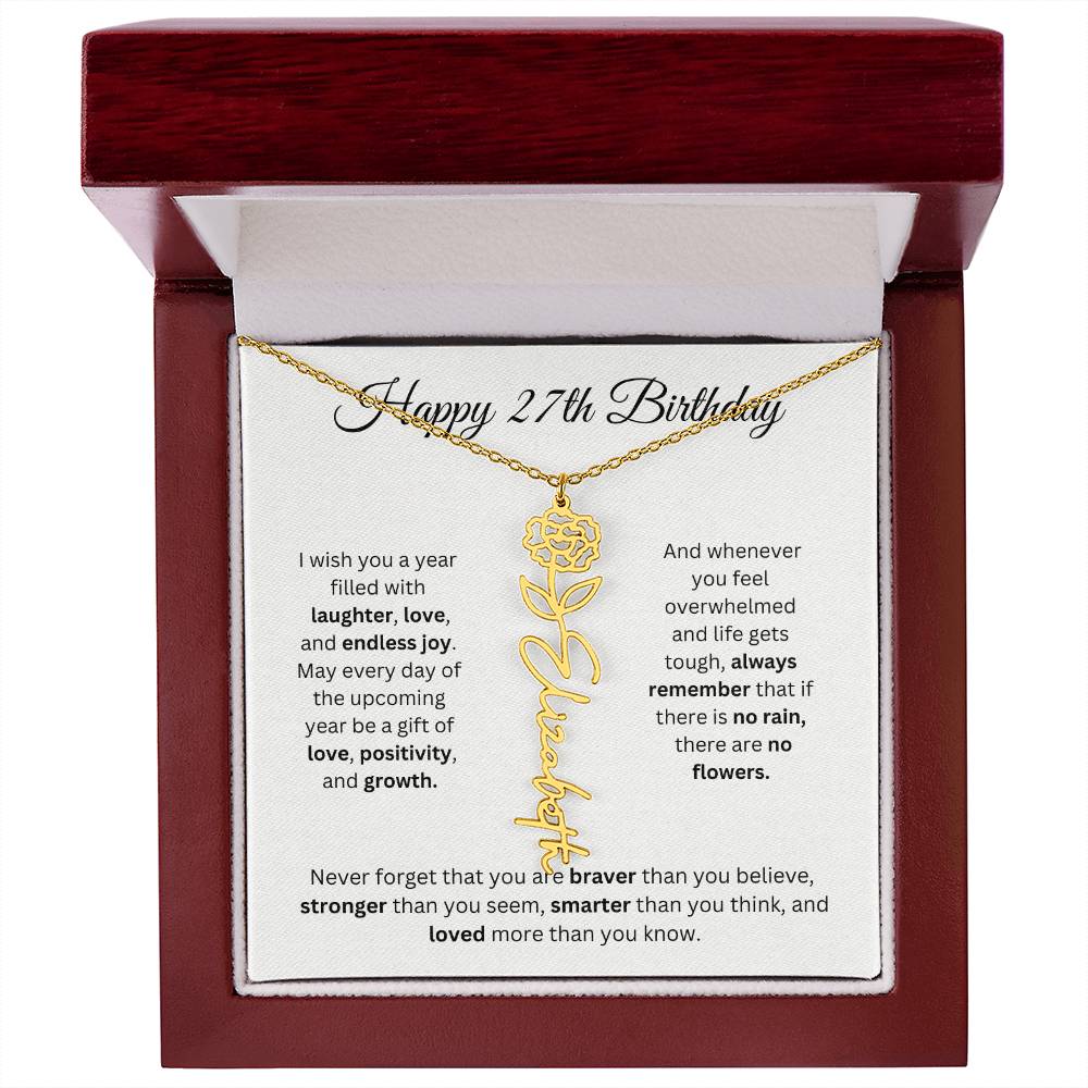 Happy 27th Birthday - Flower Name Necklace