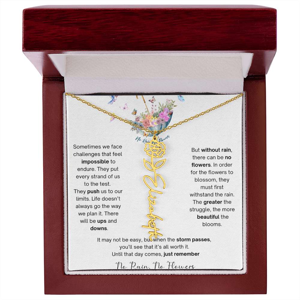 No Rain No Flowers 3 - Flower Name Necklace