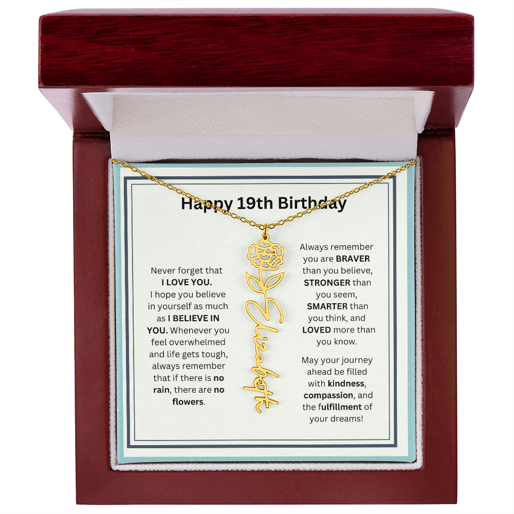 19th Personalized Birthday Gift - Flower Name Necklace