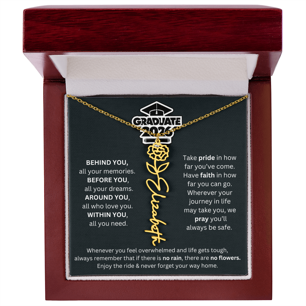 2026 Graduation Gift | Birth Flower Name Necklace 1
