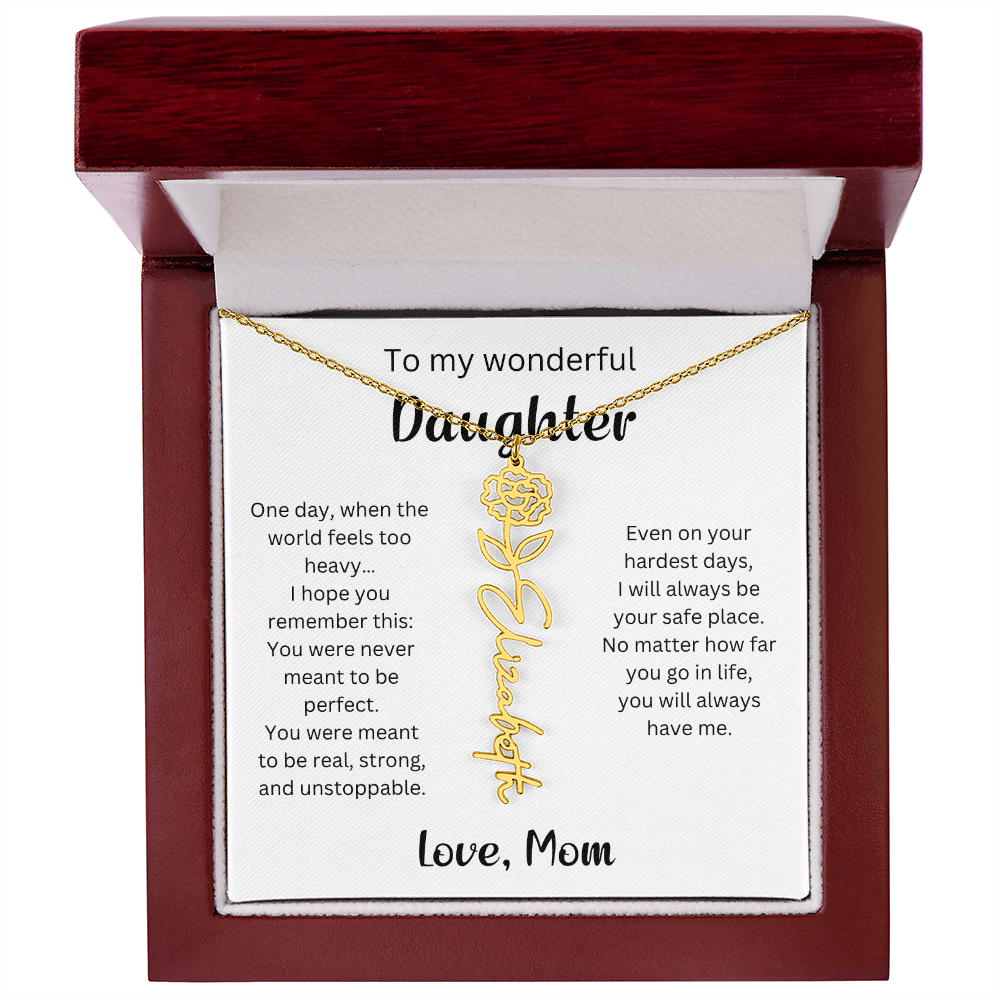Emotional Gift for Daughter - Birth Flower Name Necklace