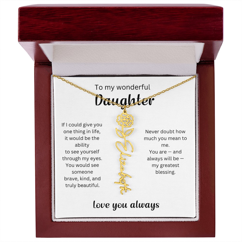 Emotional Gift for Daughter - Birth Flower Name Necklace 3