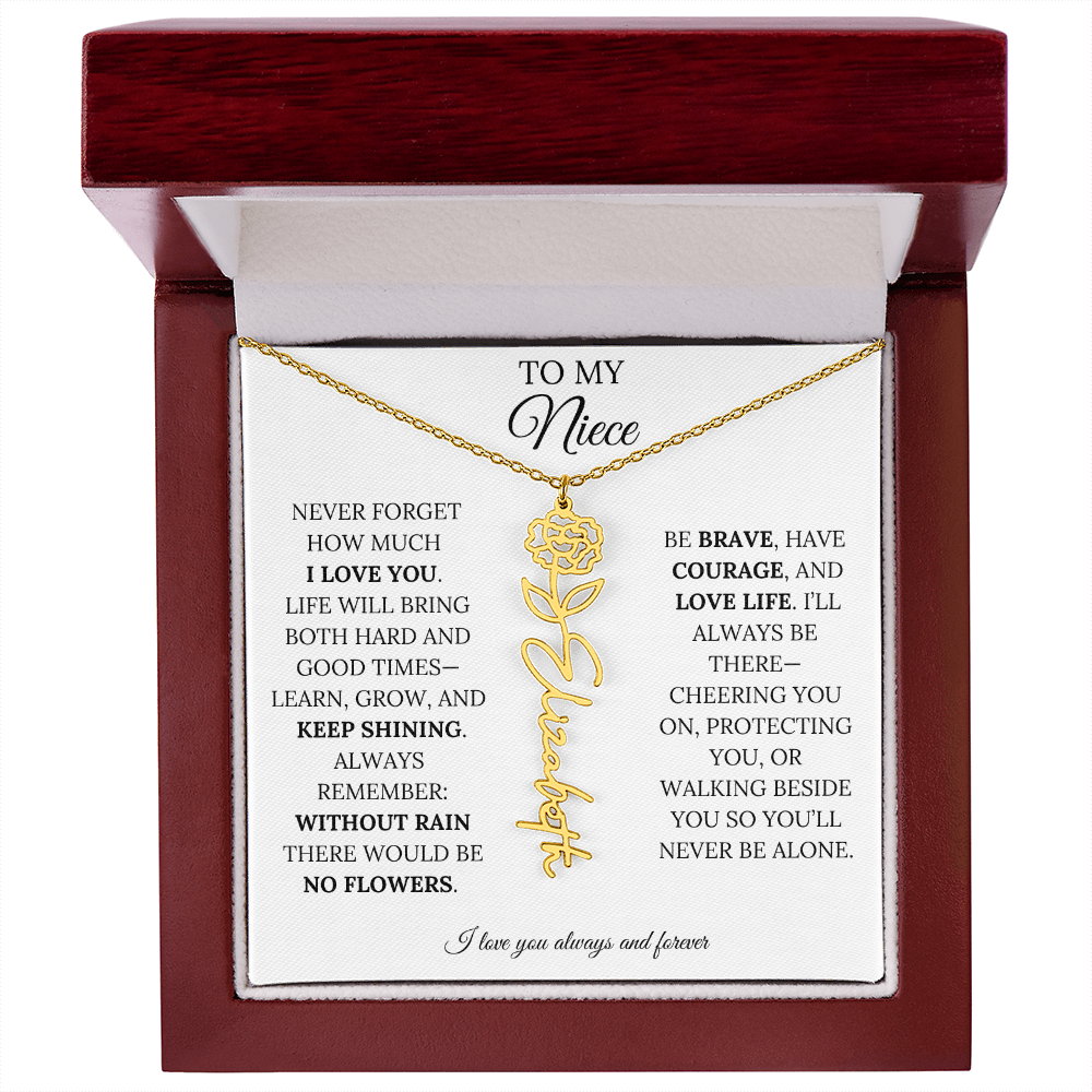To My Niece | Keep Shining | Flower Name Necklace