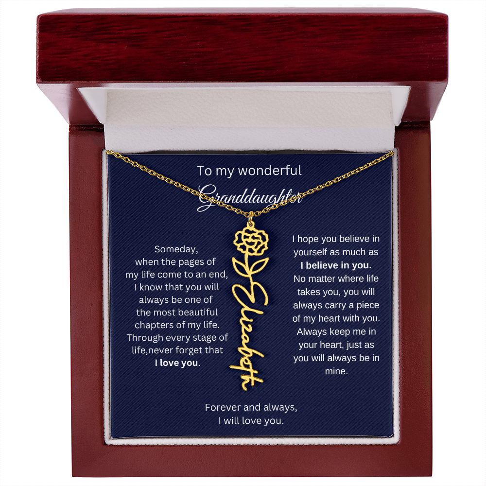 Meaningful Jewelry for Granddaughter - Birth Flower Name Necklace