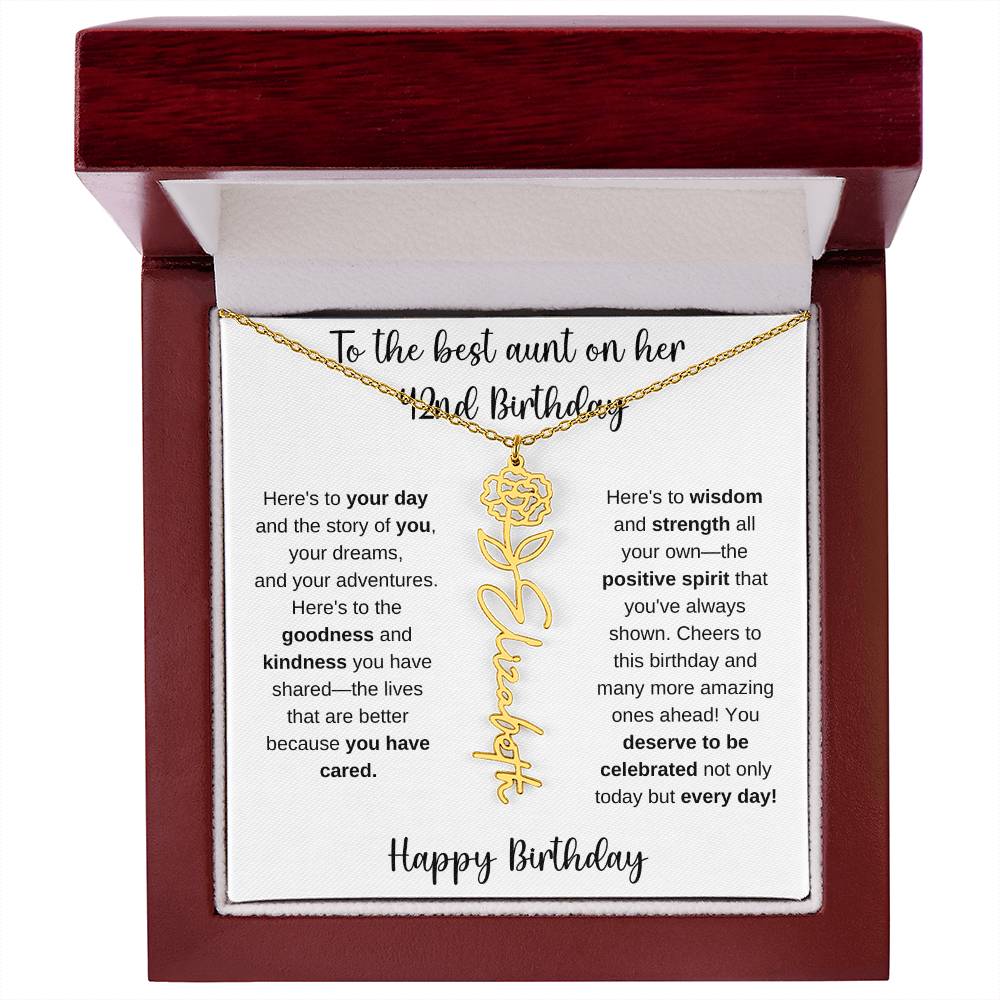 To The Best Aunt - Happy 42nd Birthday | Flower Name Necklace