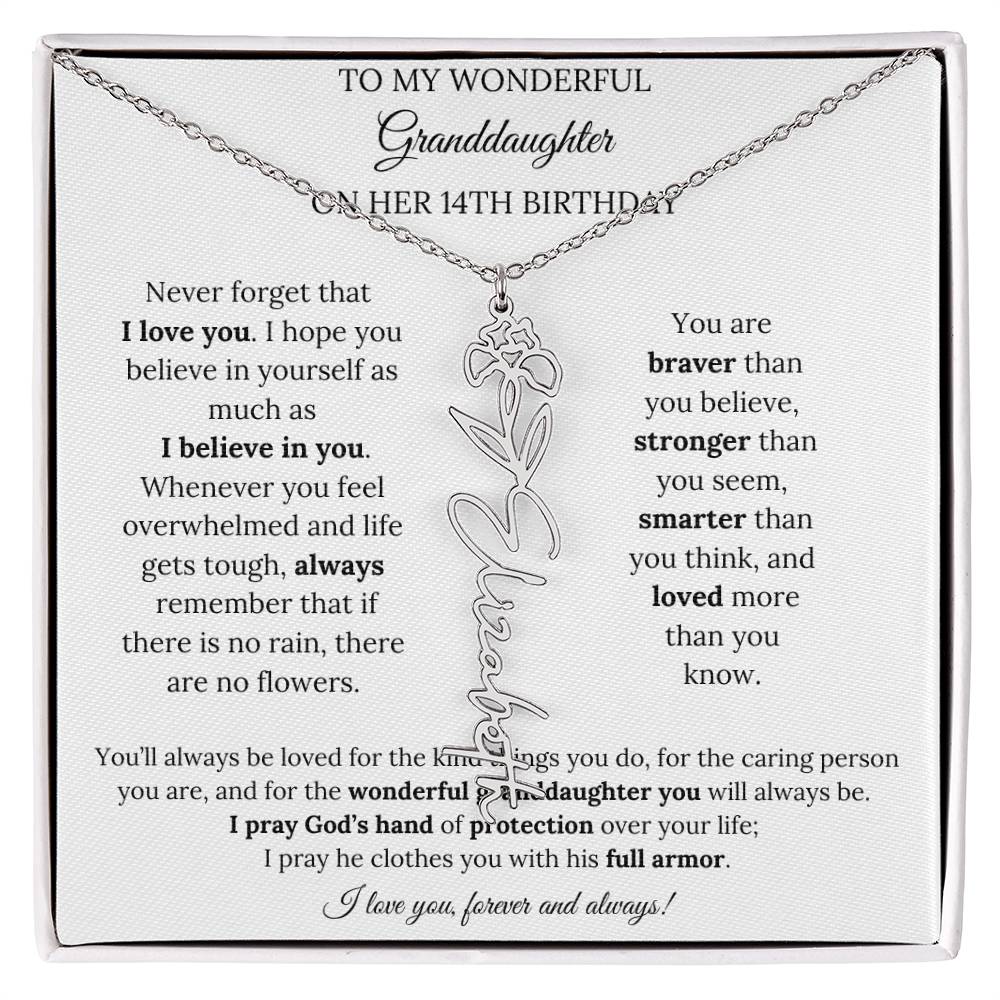 To My Wonderful Granddaughter On Her 14th Birthday - I Love You Forever & Always