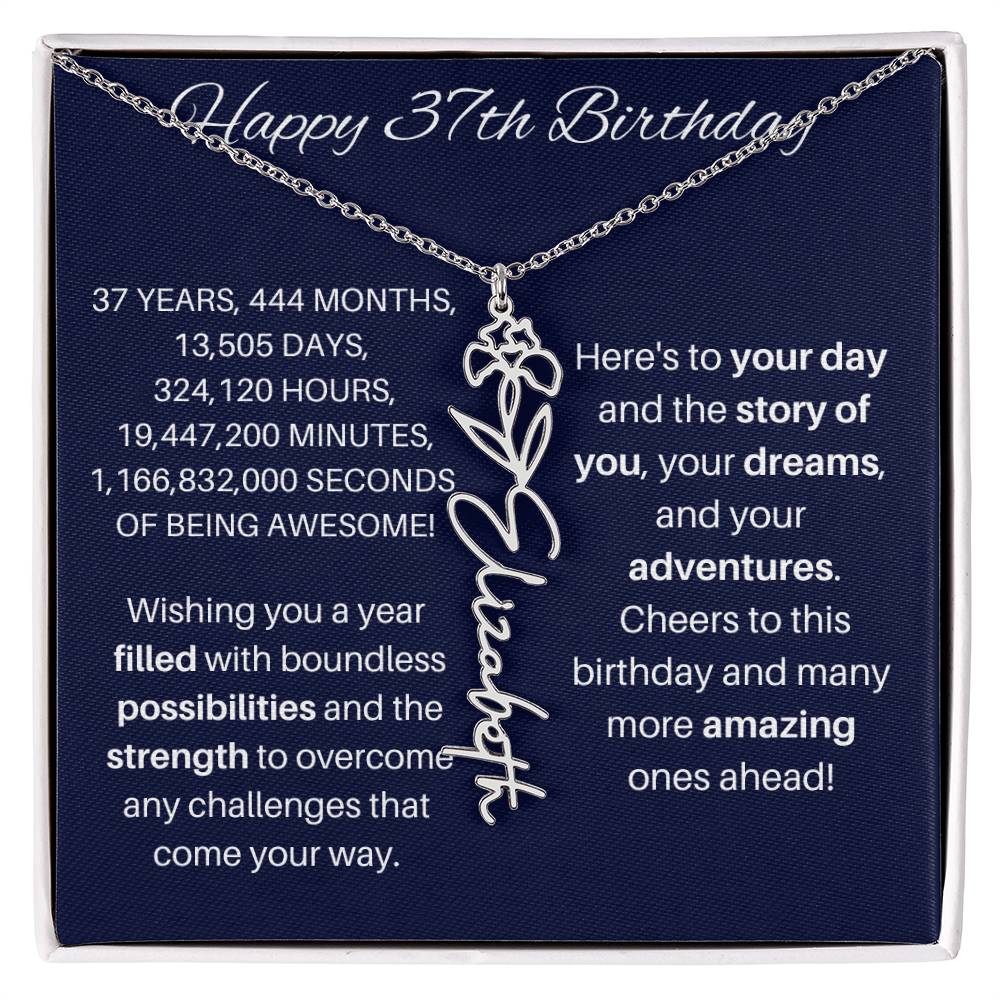 37th Birthday Birth Flower Necklace