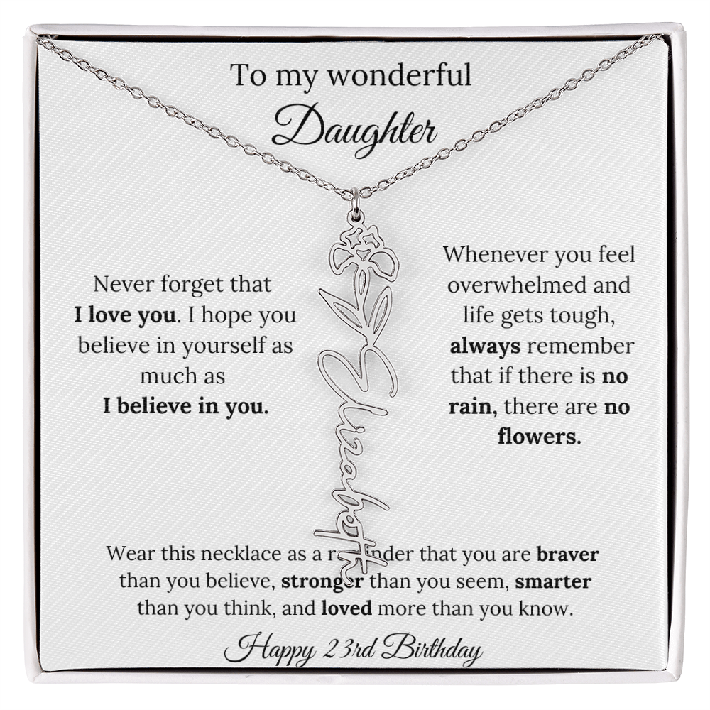 Daughter Jewelry 23rd Birthday Gift - Flower Name Necklace