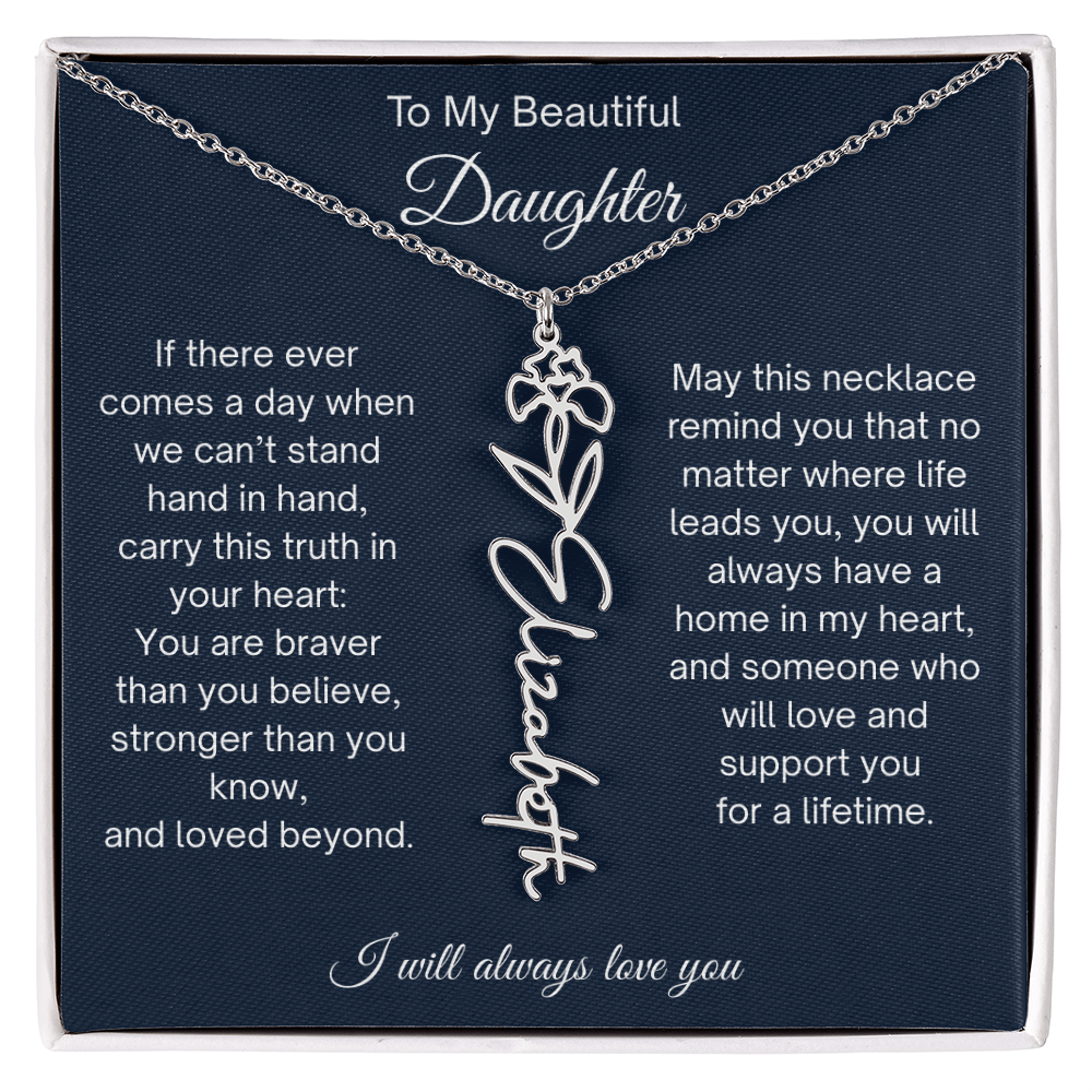 Daughter Gift Personalized Birth Flower Name Necklace