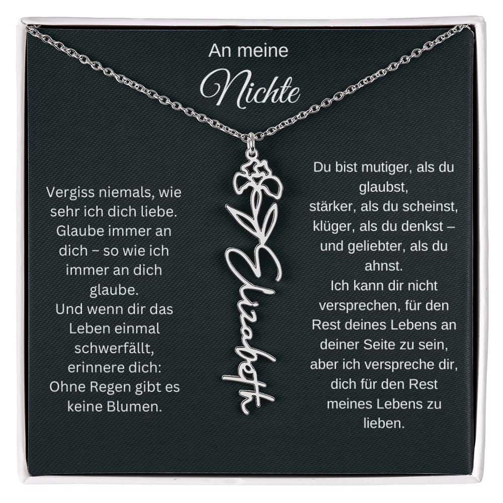An meine Nichte Geburtsblume Namenskette mit Gravur Geschenk Geburtstag Weihnachten