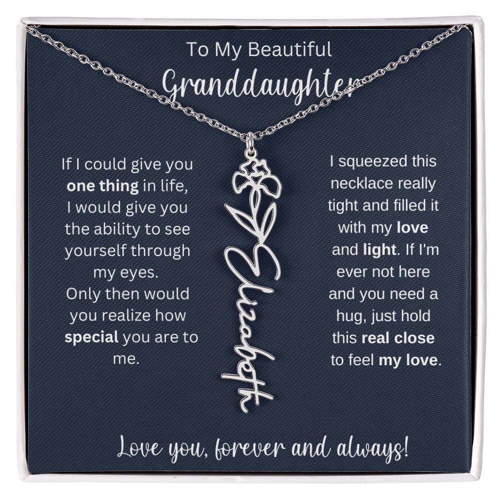 Granddaughter Birthday Present | Flower Name Necklace
