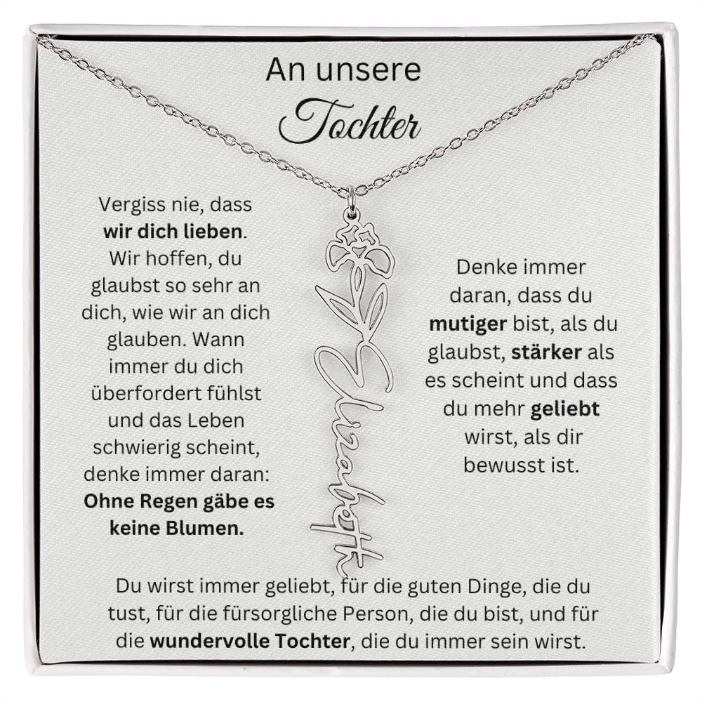 An Unsere Tochter - Vergiss Nie Geburtsblumen Kette Personalisierbar Mit Namen