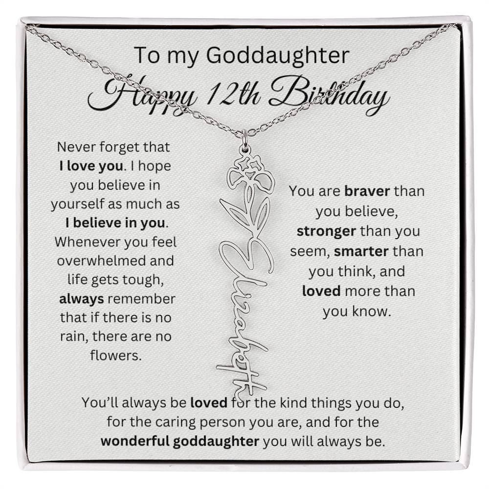 To My Goddaughter Happy 12th Birthday - Flower Name Necklace