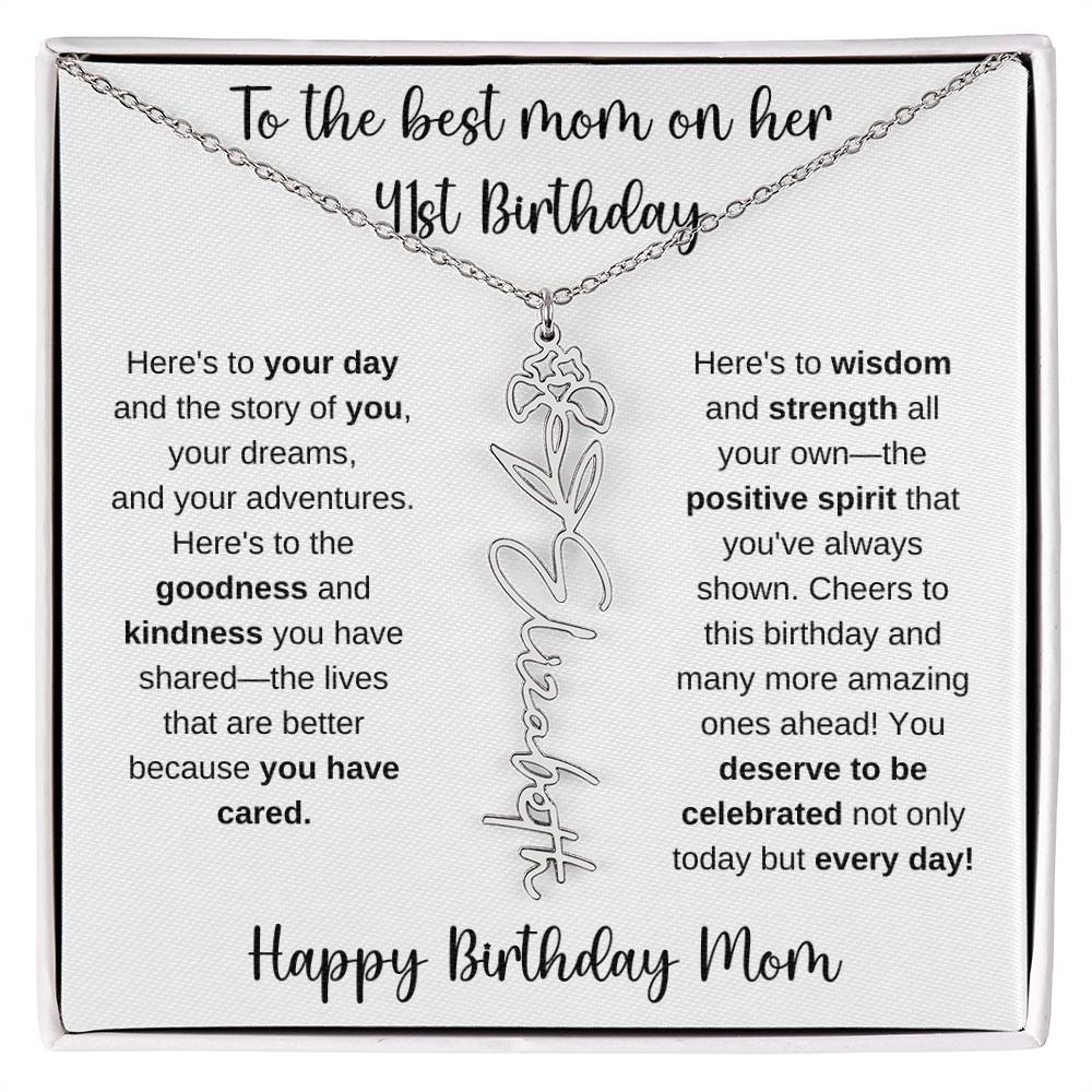 To The Best Mom - Happy 41st Birthday | Flower Name Necklace