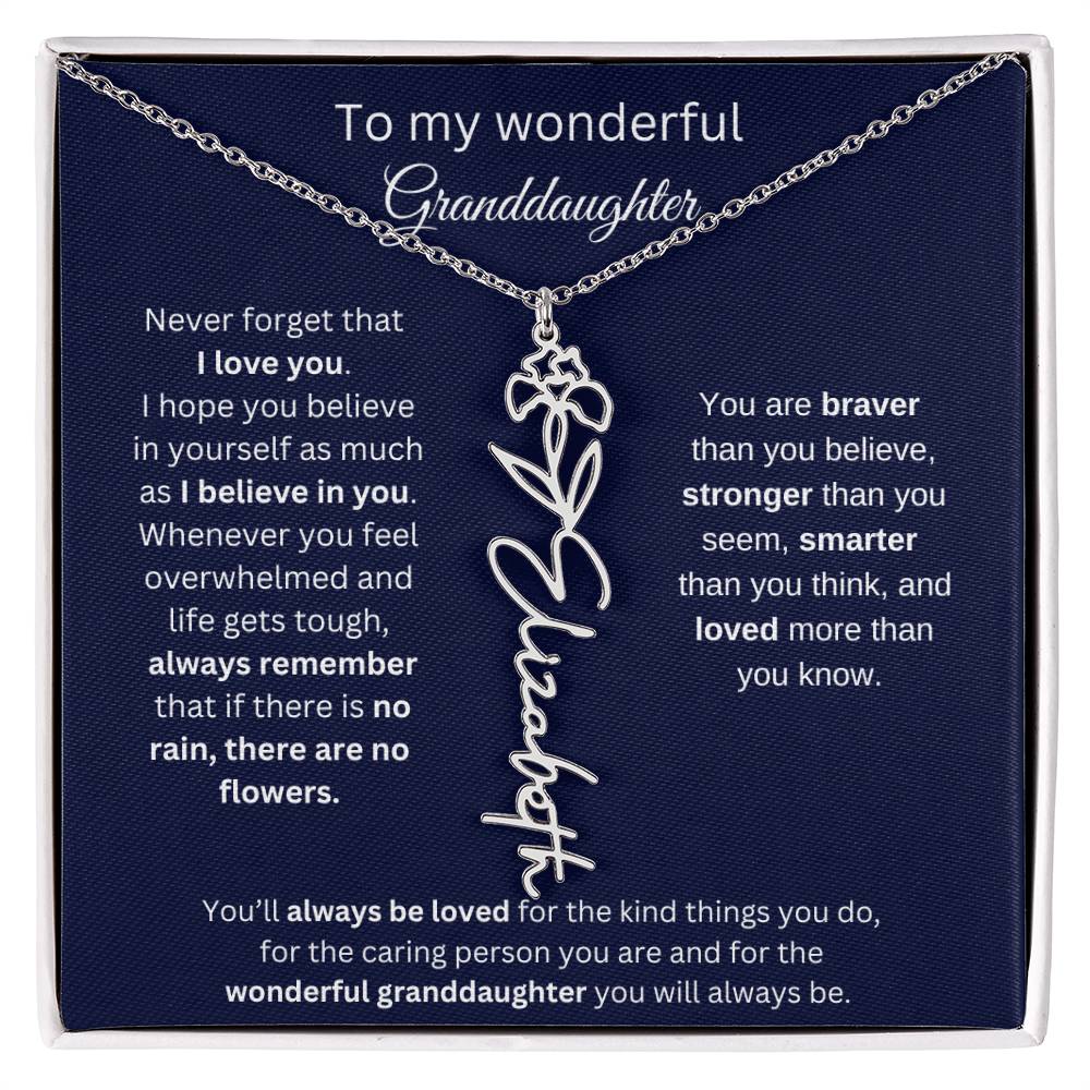 To My Wonderful Granddaughter  Personalized Birth Month Flower Necklace 1