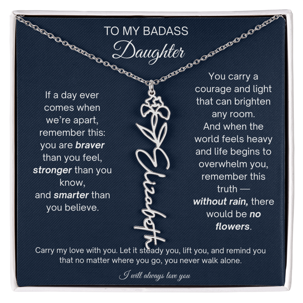 Daughter Encouragement Gift - Personalized Flower Name Necklace