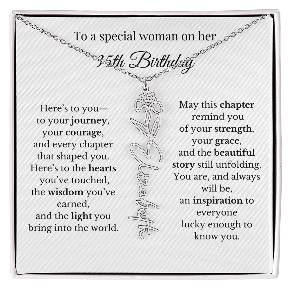 35th Birthday Gift for Her Birth Flower Name Necklace