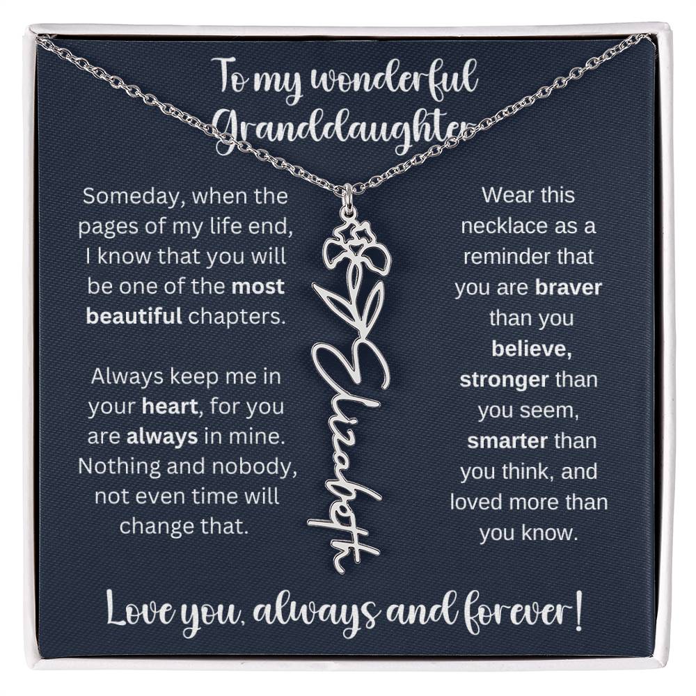 Granddaughter Birth Month Flower Necklace