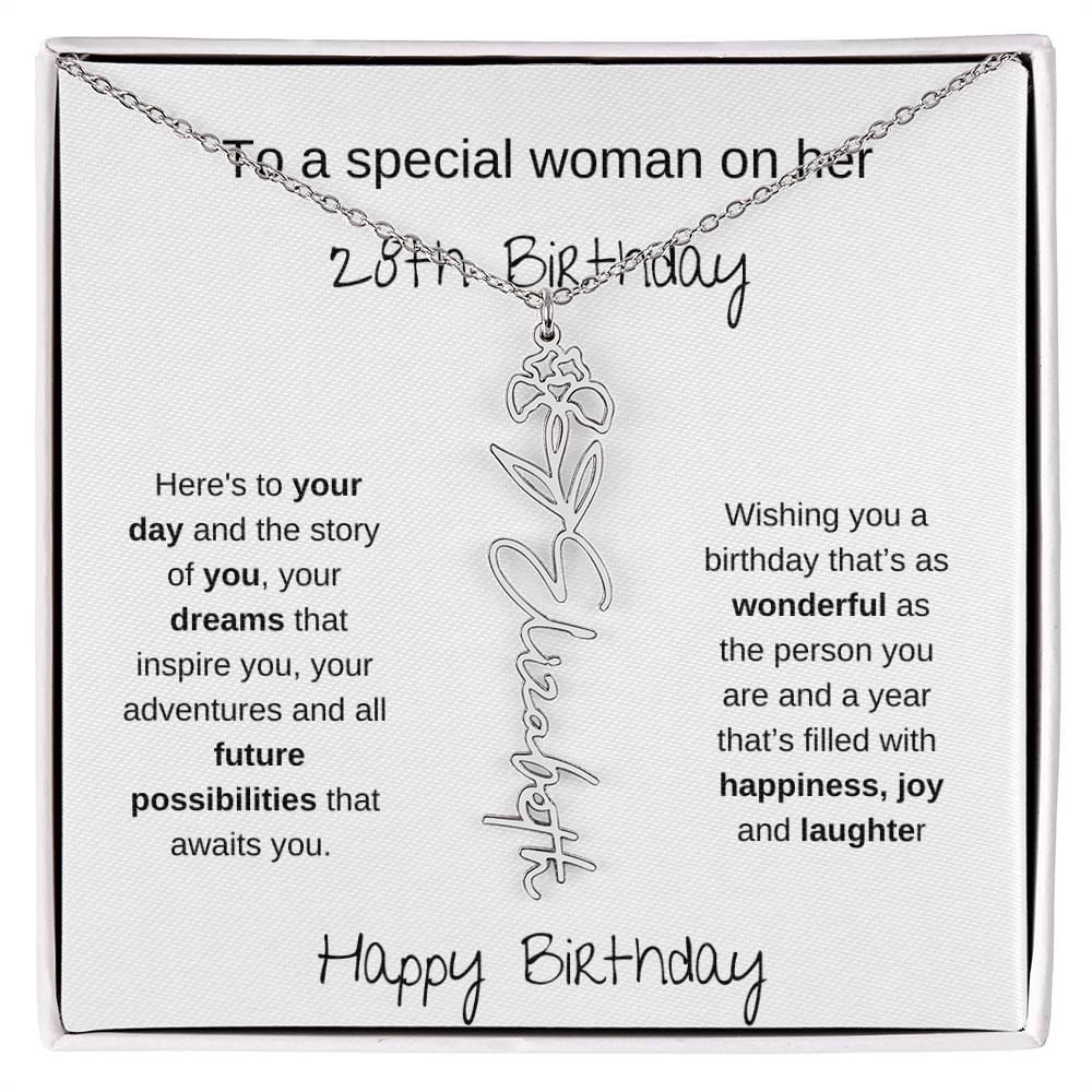 A Special Woman 28th Birthday | Flower Name Necklace