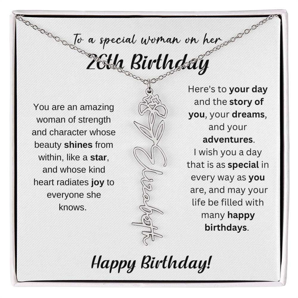 26th Birthday Gift Birthflower Necklace