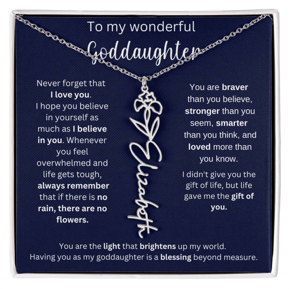 To My Wonderful Goddaughter | I Believe In You | Flower Name Necklace
