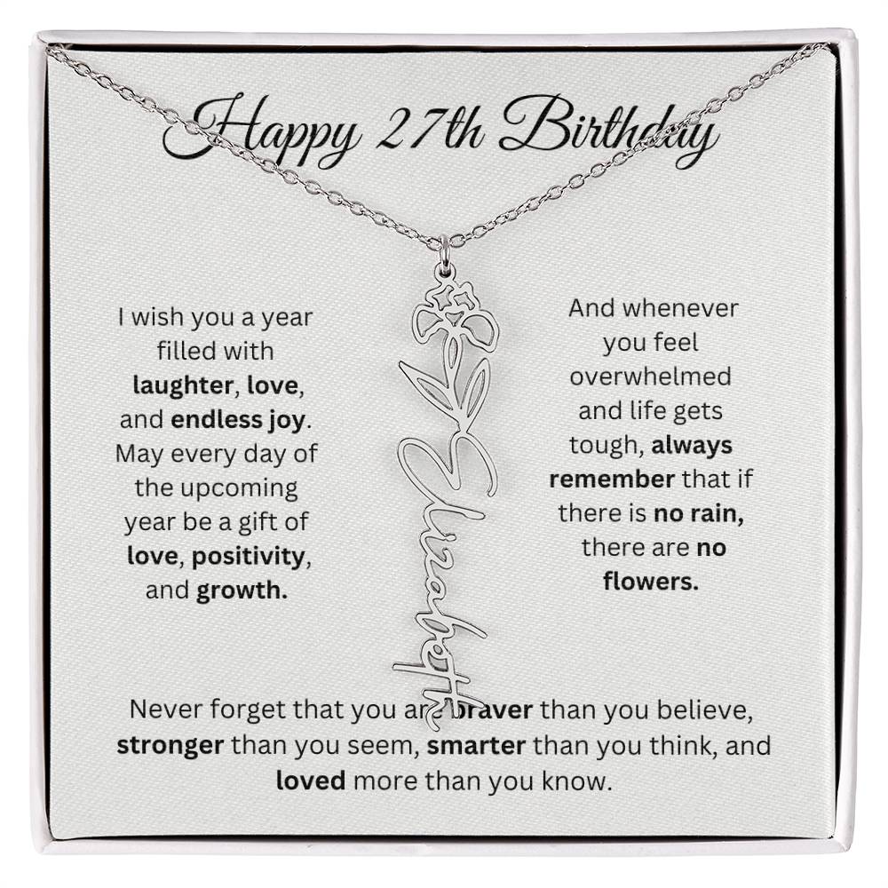 Happy 27th Birthday - Flower Name Necklace