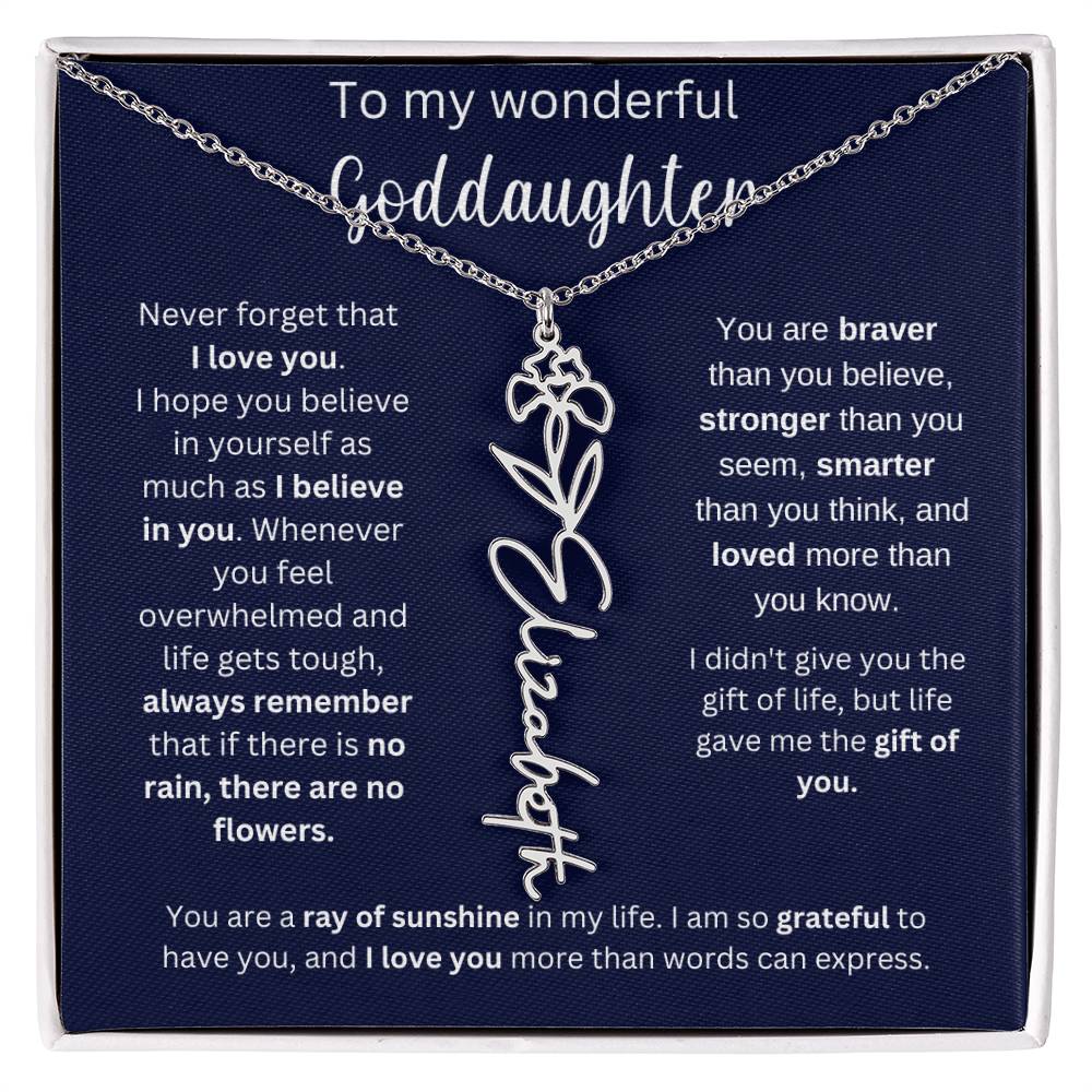 To My Wonderful Goddaughter | You Are Ray Of Sunshine | Flower Name Necklace