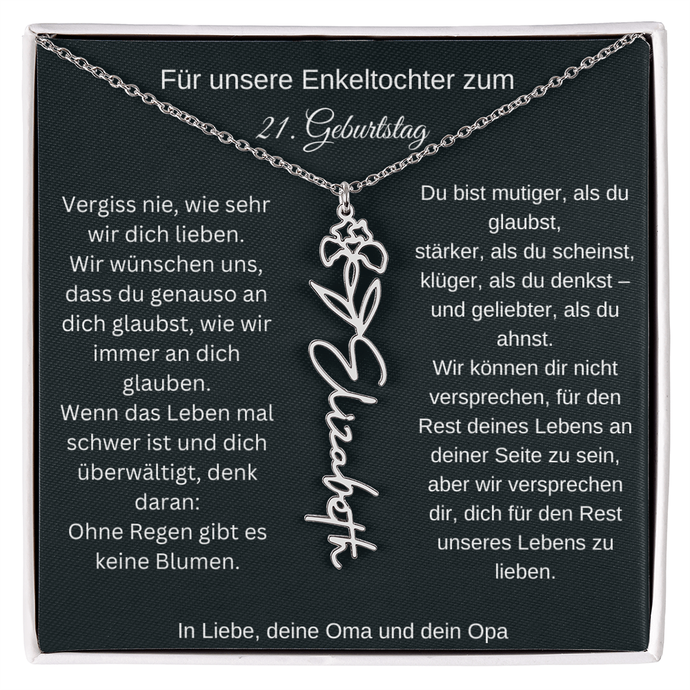 21. Geburtstag Blumen Namenskette