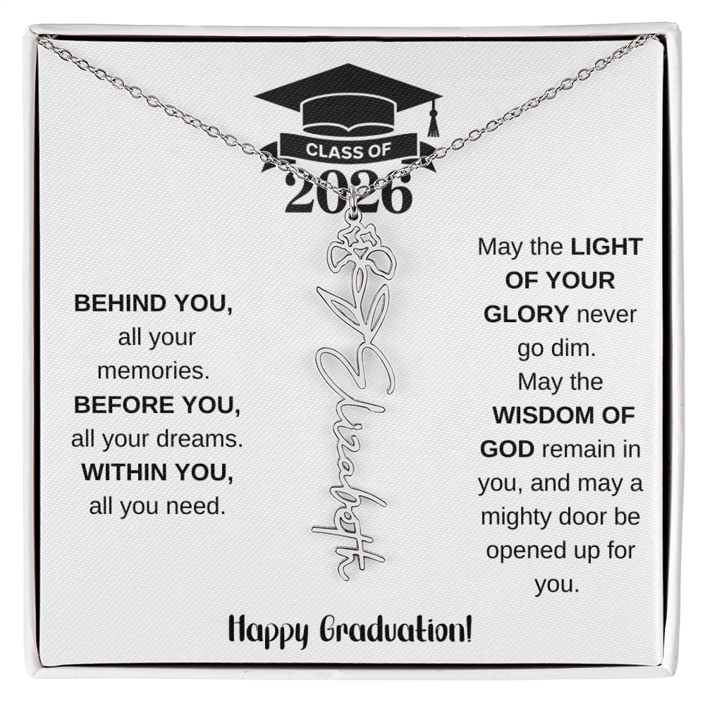 Class Of 2026 Personalized Graduation Gift Birth Month Flower Necklace