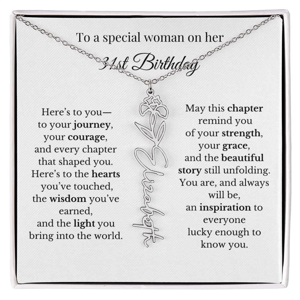 31st Birthday Gift for Her Birth Flower Name Necklace