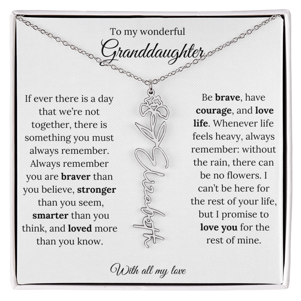 Personalized Birth Flower Name Necklace for Granddaughter