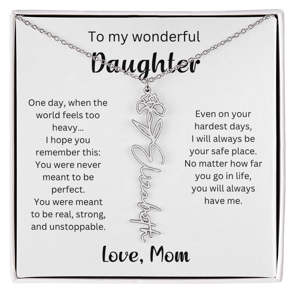 Emotional Gift for Daughter - Birth Flower Name Necklace