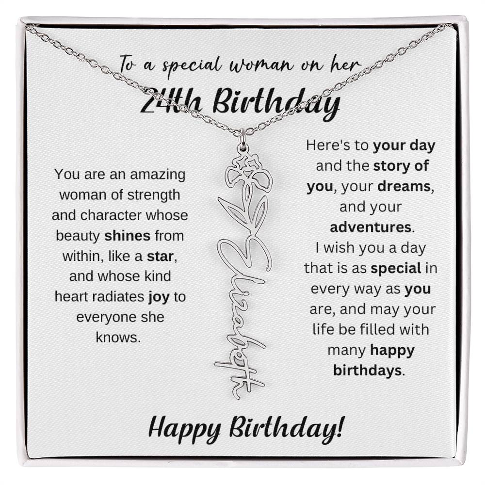 24th Birthday Gift Birthflower Necklace