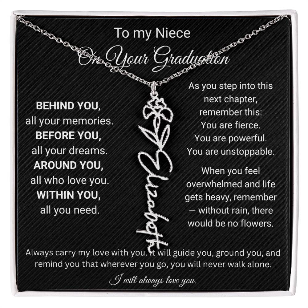 To My Niece On Your Graduation | Flower Name Necklace