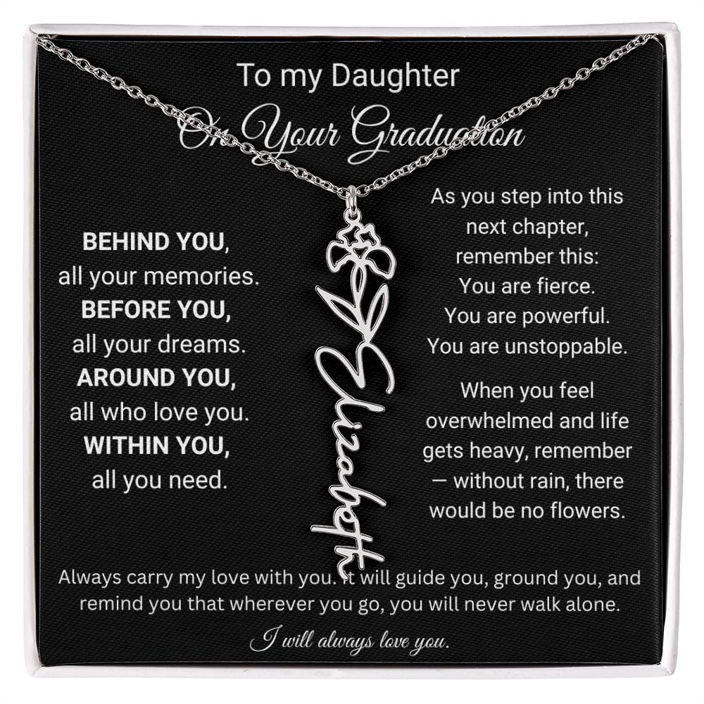 To My Daughter On Your Graduation | Carry My Love | Flower Name Necklace