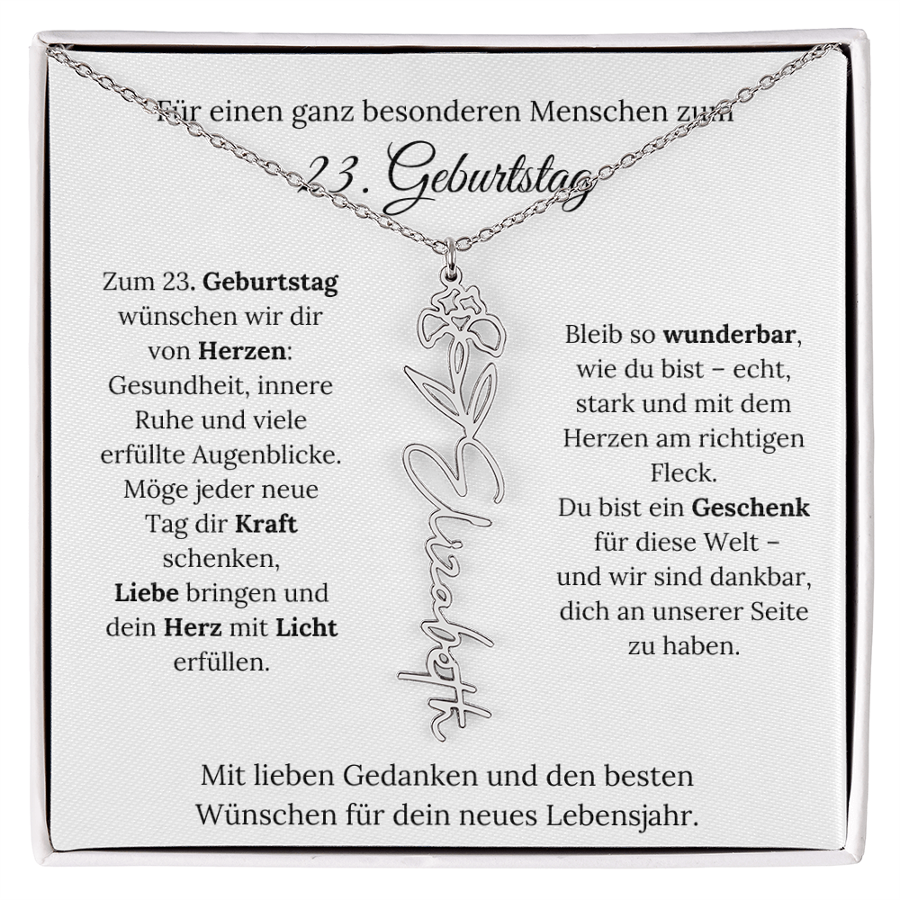 Personalisiertes 23. Geburtstagsgeschenk mit Geburtsblume