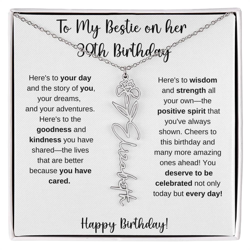 To My Bestie Happy 39th Birthday - Flower Name Necklace