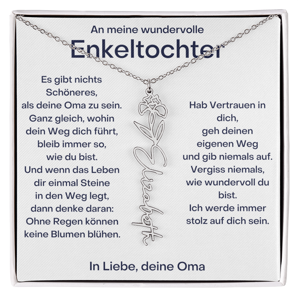 Personalisierte Geburtsblumenkette für Enkeltochter Von Oma