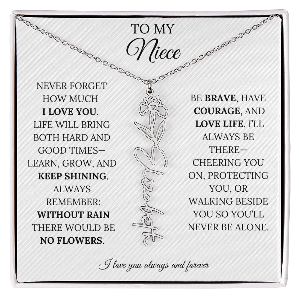 To My Niece | Keep Shining | Flower Name Necklace