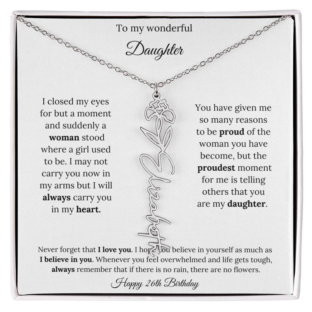 Happy 26th Birthday | Never Forget That I Love You | Flower Name Necklace