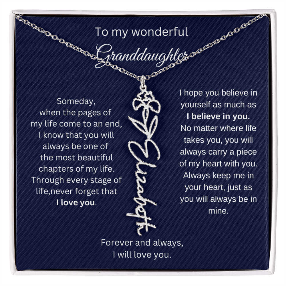 Meaningful Jewelry for Granddaughter - Birth Flower Name Necklace