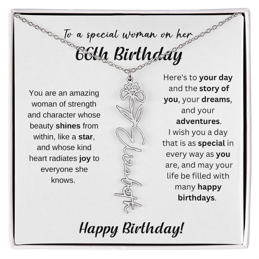 66th Birthday Gift Birthflower Necklace