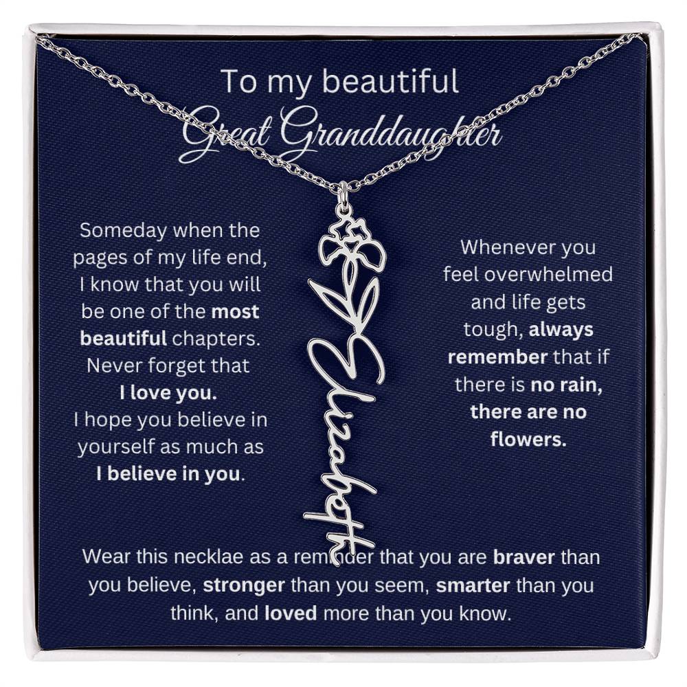 To My Beautiful Great Goddaughter Flower Necklace 2