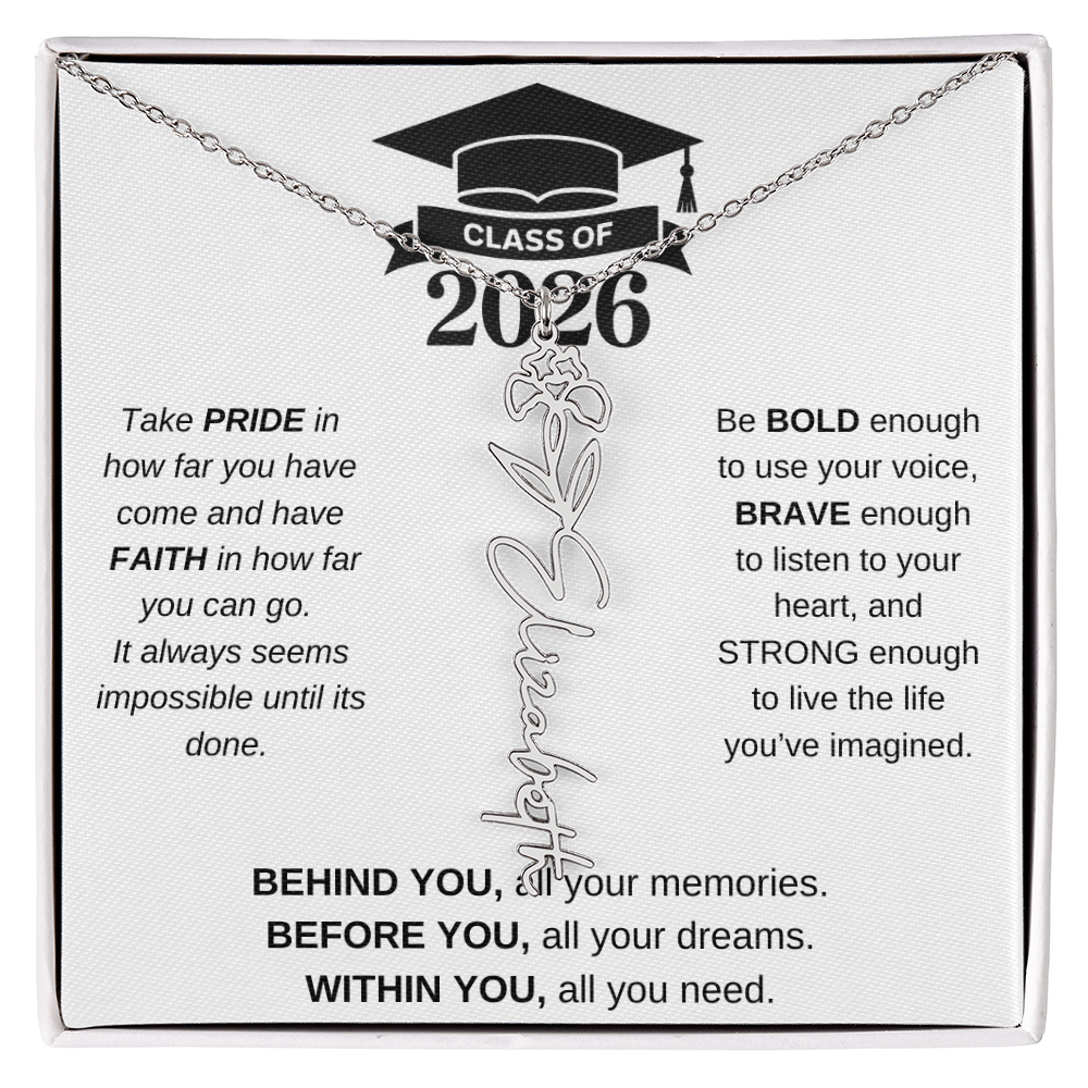 2026 Graduation Jewelry Birthmonth Flower Name Necklace