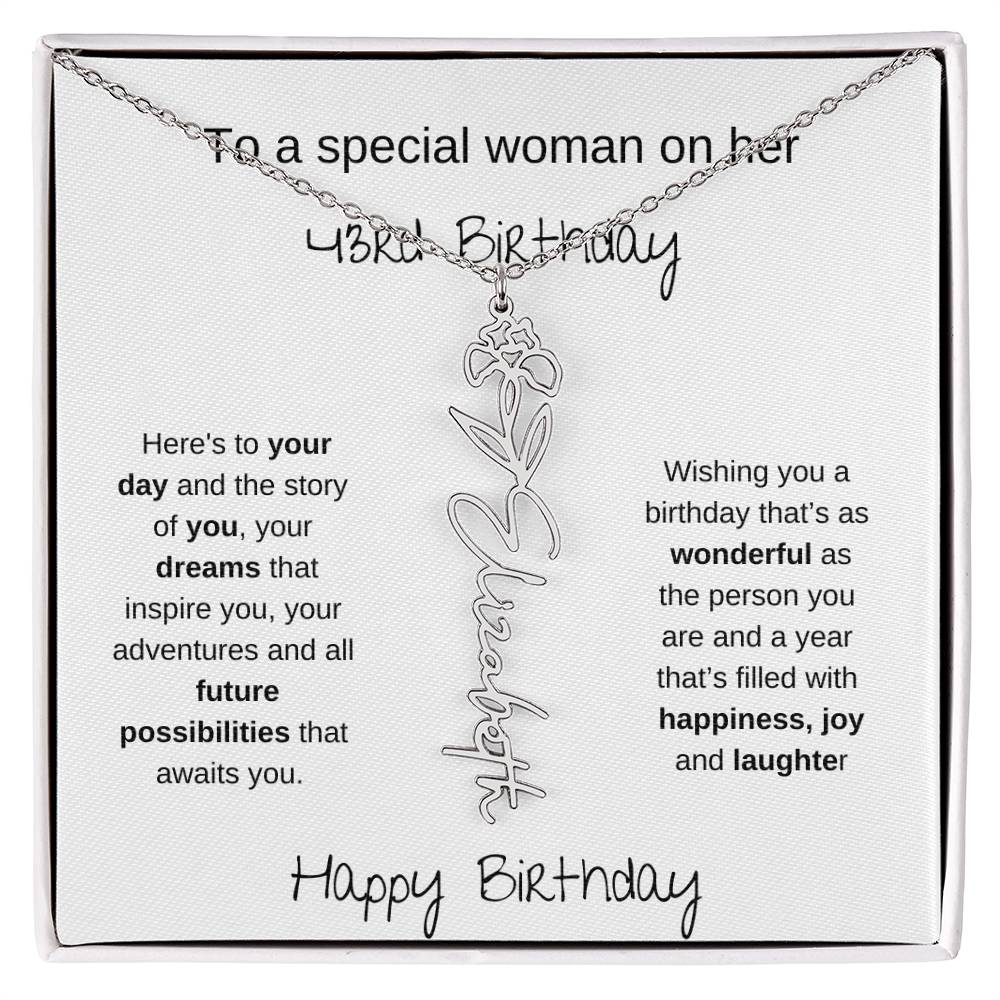 A Special Woman 43rd Birthday | Flower Name Necklace