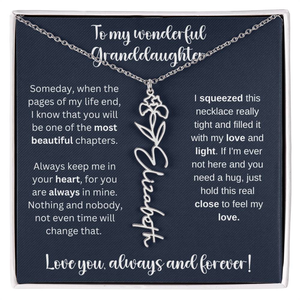 To My Wonderful Daughter Always Keep Me In Your Heart | Flower Name Necklace