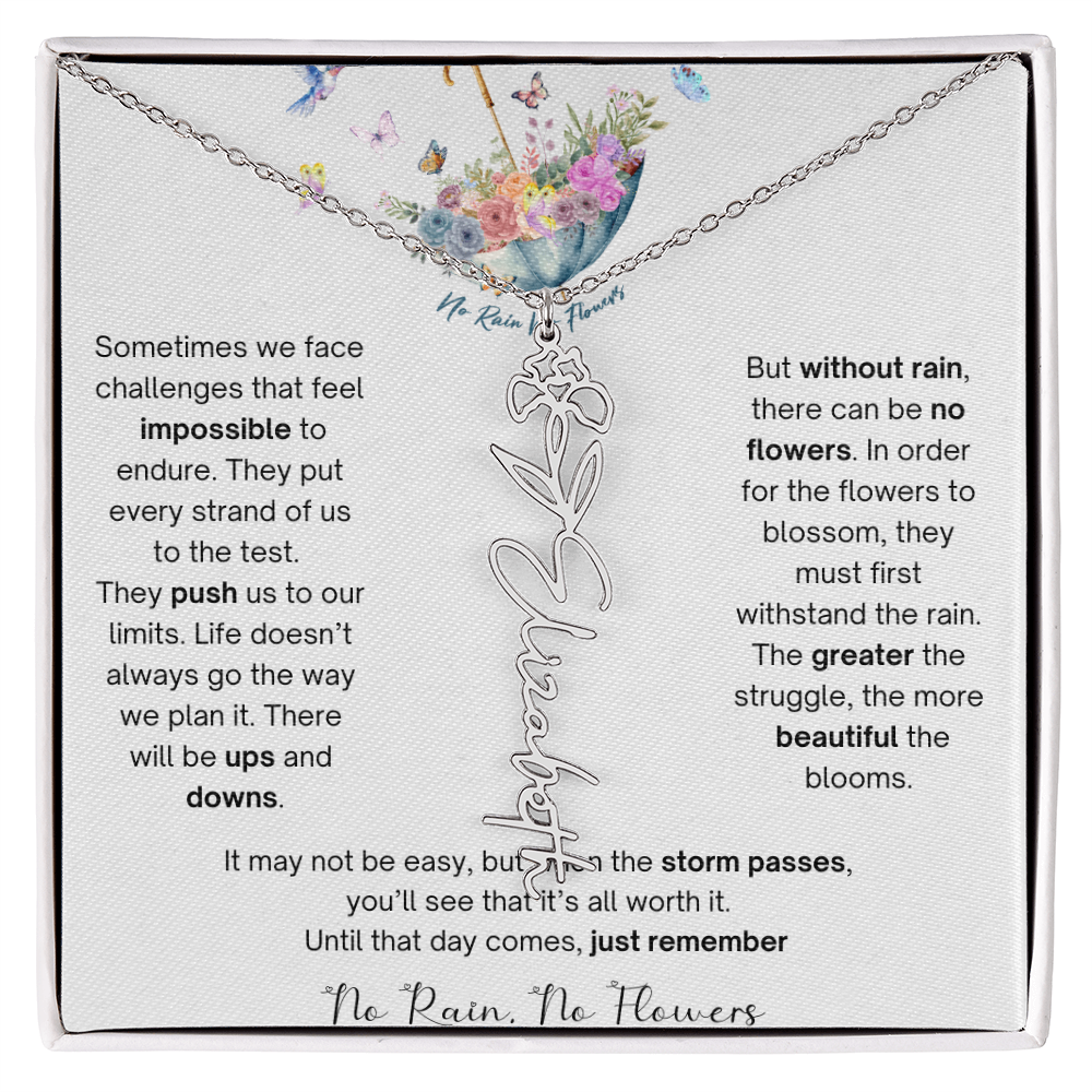 No Rain No Flowers 3 - Flower Name Necklace