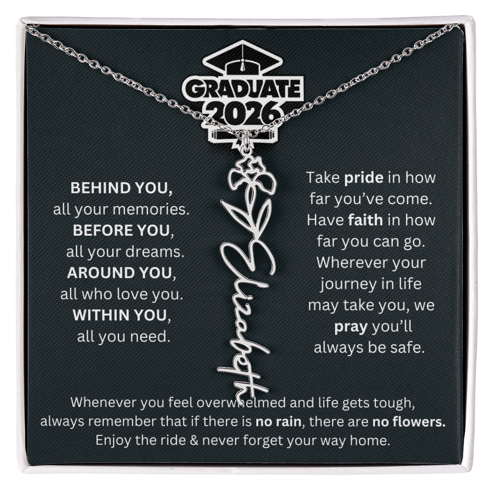 2026 Graduation Gift | Birth Flower Name Necklace 1
